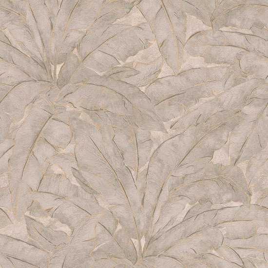 Papier peint nature Profhome 369275-GU papier peint intissé légèrement texturé avec des ornements floraux mat beige or gris 5,33 m2