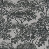 Natuur behang Profhome 380233-GU vliesbehang licht gestructureerd met bloemmotief mat beige zwart 5,33 m2