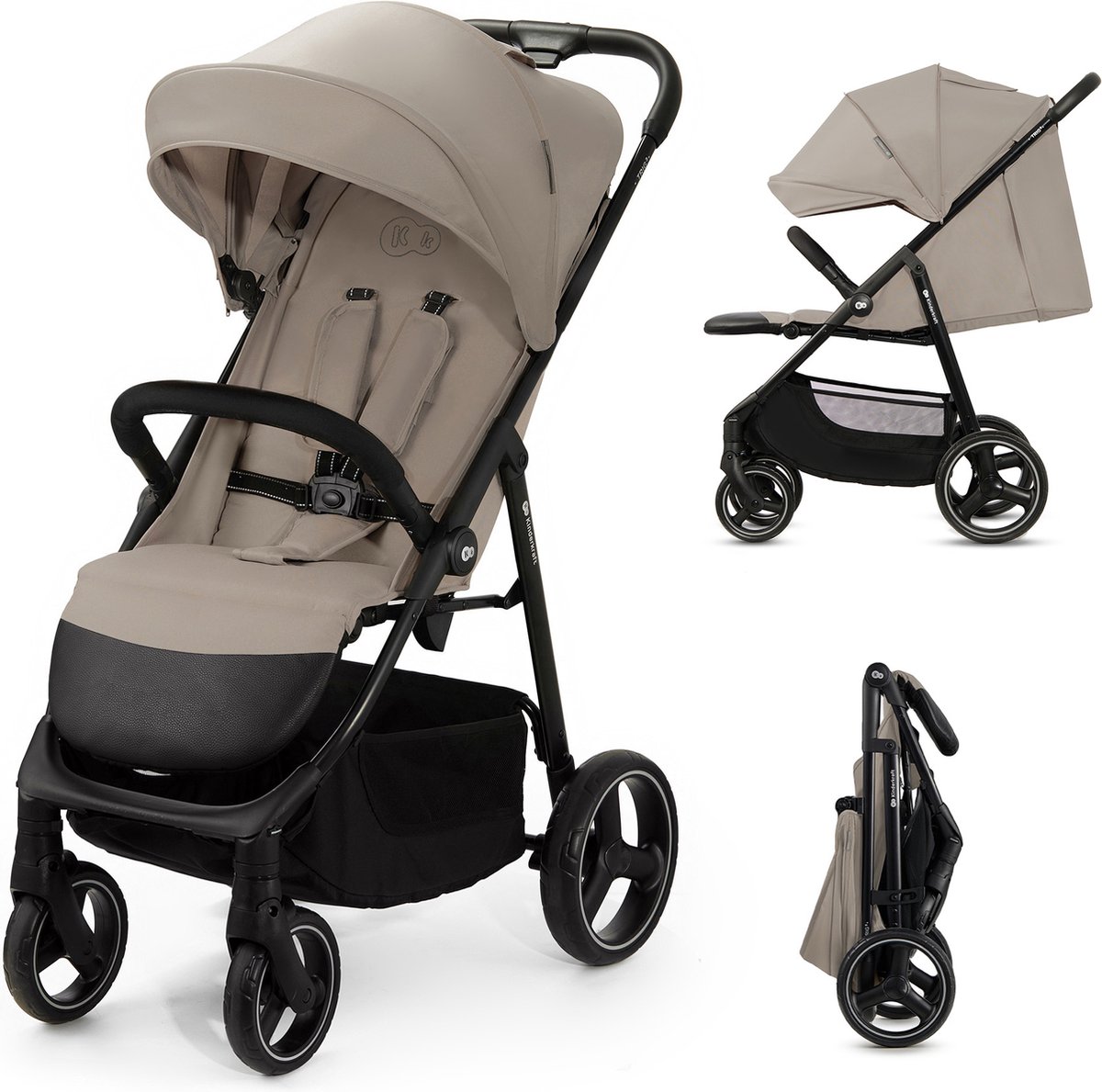 Kinderkraft Trig 3 - Wandelwagen - Kinderwagen Buggy tot 22 kg - Ligpositie - Stone Beige (0-22kg)