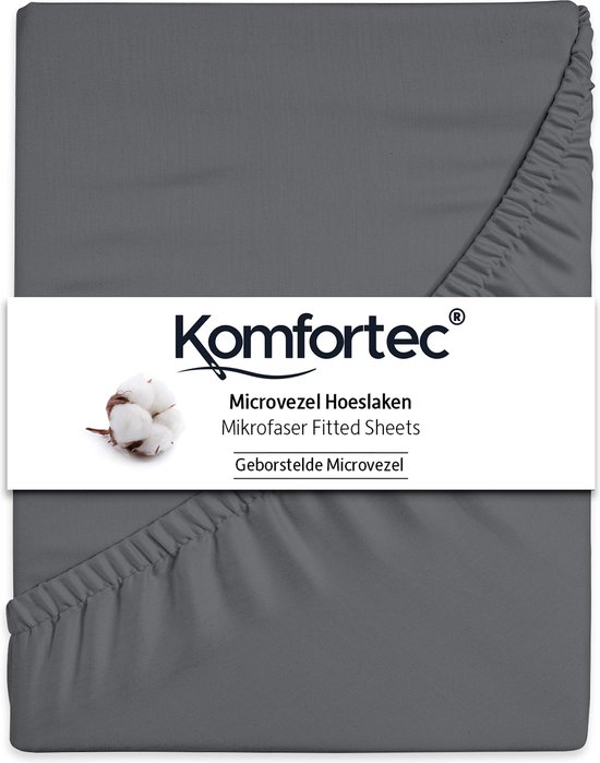 Hoeslaken Komfortec 180x200 cm - 30cm Hauteur matelas - Elastique tout autour - Anthracite
