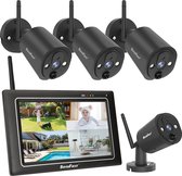 SecuFirst CWL401S/4 Draadloze 3 megapixel Beveiligingscamera met monitor - 7 inch touchscreen + 4 camera's - Zwart - Gratis app