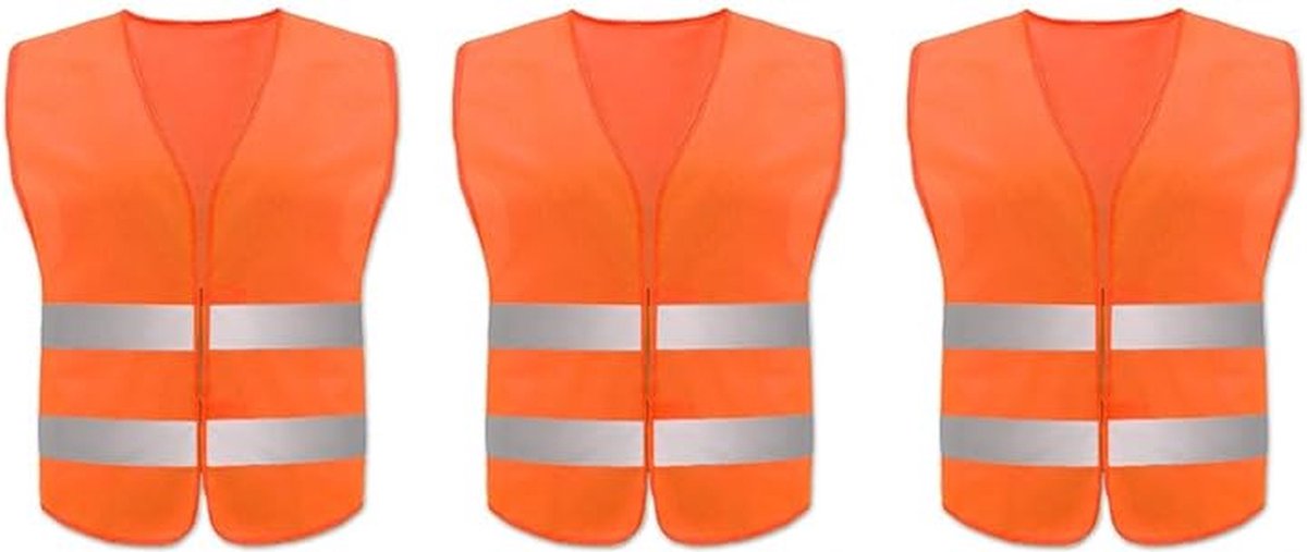 Doodadeals® - 3x Veiligheidshesje voor Volwassenen – Veiligheidsvest – Auto – Oranje Hesjes