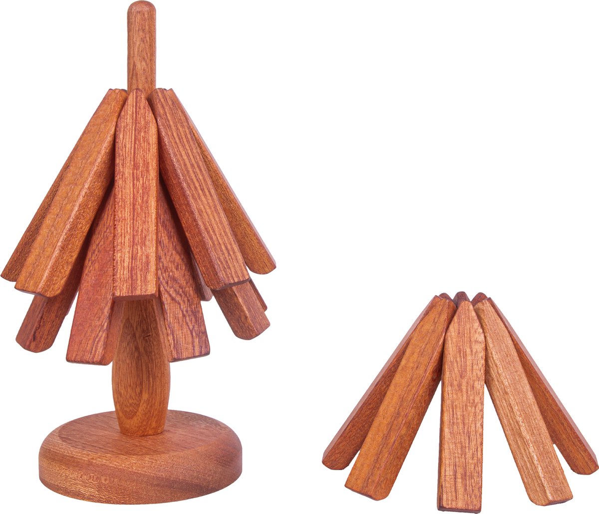 QUVIO Pannenonderzetters op de boomvormige standaard - Pannenonderzetter - Pannenonderzetters - Panonderzetter - Pannenonderzetter set van 3 - Panonderzetter hout - Pannenonderzetter hout - Houten pannenonderzetter - Set van 3 - Hout — cadeau in Koken & Dineren - foto 4