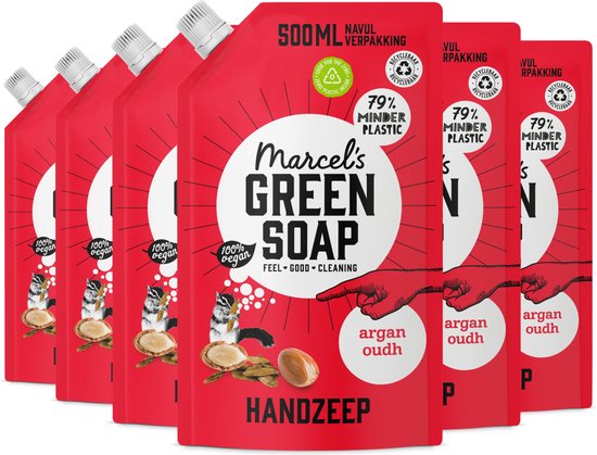 Marcel's Green Soap Handzeep Navulling - Argan & Oudh - 6 x 500ml