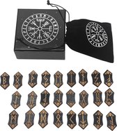 MGM Trading 25Pcs Gegraveerde Magic Rune Stones Handgemaakte Nordic Houten Rune set met verschillende lay-outs & Rune Betekenis