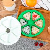 Driehoekige onigiri vorm: 6-in-1 sushi-vorm, grote capaciteit, onigiri maker, onigiri bento-maker, onigiri vormen, set voor algenvlokken, algenbladeren, verse groenten