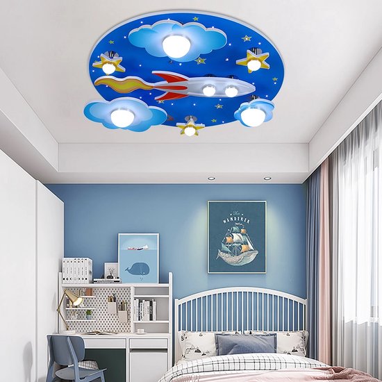 LuxiLamps - Cartoon Plafondlamp - Wereldbol met Verlichting - Kinderkamer - Slaapkamerlamp - Dimbaar 3000k-6500k - Aardbol LED Lamp - Decoratie