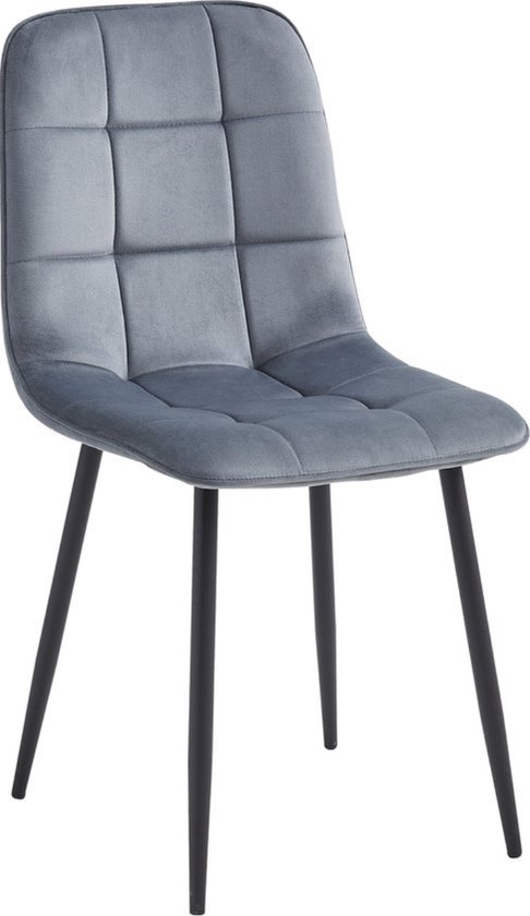 Colenis® - Ela Eetkamerstoel - Set Van 6 - Grijs - Fluweel - Velvet - Industrieel