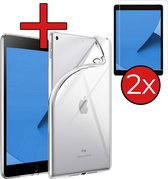 Hoes Geschikt voor iPad 10.2 2020 Hoesje Siliconen Case Hoes Back Cover Met 2x Screenprotector - Transparant