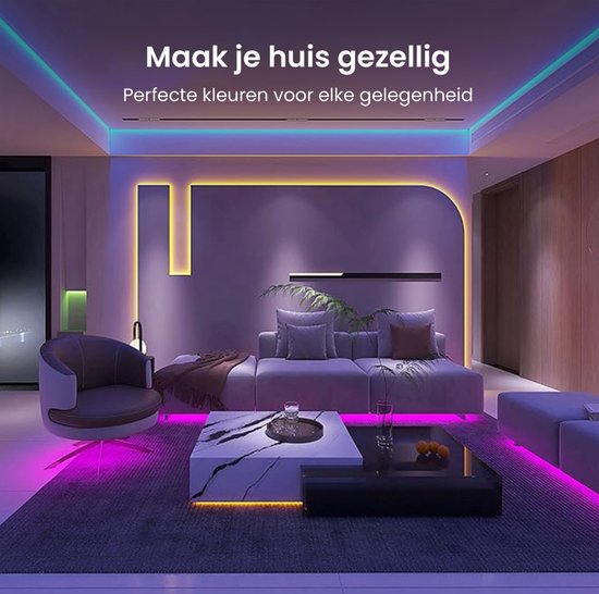 Evura Goods - Led strip - 10 meter - RGB - met afstandsbediening & telefoon app - dimbaar - smart LED light verlichting - Led-strips - timer en muziek modus - Led Lights - smart home verlichting
