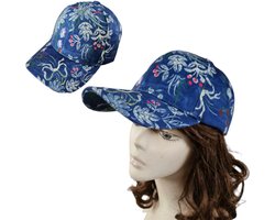 Mooie dames pet blauw -Fashion met bloemenprint- Ademend en vocht absorberend Unisex Baseball cap - Verstelbaar band - Zonnebescherming hoed- Baseball cap- Wandelen| Varen| Vissen| Fietsen | Vakantie| Cadeau voor vrouwen