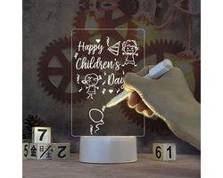 LED Lamp Notitiebord Witte basis - Memobord - Schrijfbord - Tafellamp - Inclusief 230V stekker en aan/uit schakelaar met dimfunctie - Nachtlamp - Planner - Sfeerlamp - Kinderlamp - Geschenk - Kantoorlamp