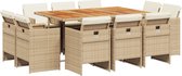 vidaXL - 11-delige - Tuinset - met - kussens - poly - rattan - beige