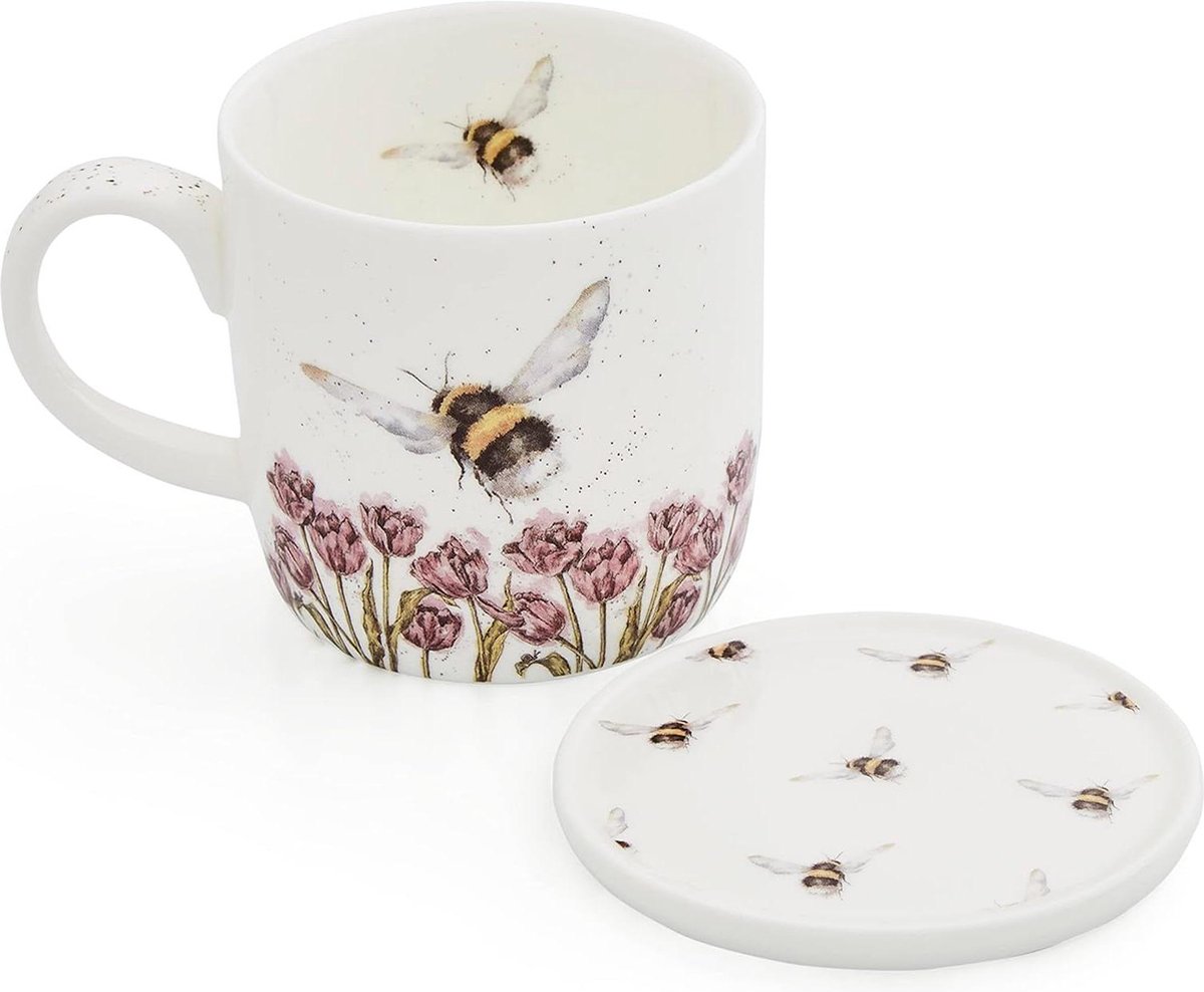 'Flight of The Bumblebee' Mok en Onderzetter Set - Wrendale Designs mokken set