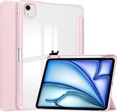 Case2go - Tablet hoes geschikt voor Apple iPad Air 13 (2024) - Acrylic Trifold case met Pencil houder - Roze