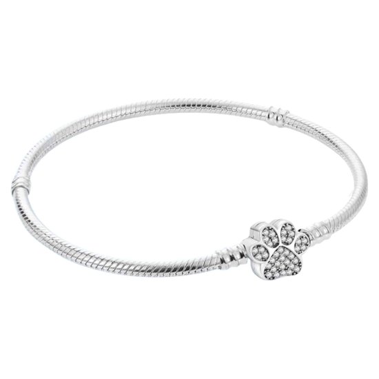 Foto: Tracelet zilveren armbanden bedelarmband dierenpootje met zirkonia 925 sterling zilver met 925 zilver certificaat in leuke cadeauverpakking