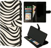 Bookcase Zebra Zwart Wit Print met vakjes - OPPO A52 / A72 - Dierenprint portemonnee hoesje met magneetsluiting