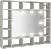 vidaXL Armoire à miroir avec éclairage LED Gris béton 91 x 15 x 76,5 cm
