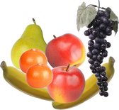 Kunstfruit decoratie nepfruit - Fruitschaal van 8x stuks - 6 tot 28 cm - banaan/appel/peer/manderijn/druiventros