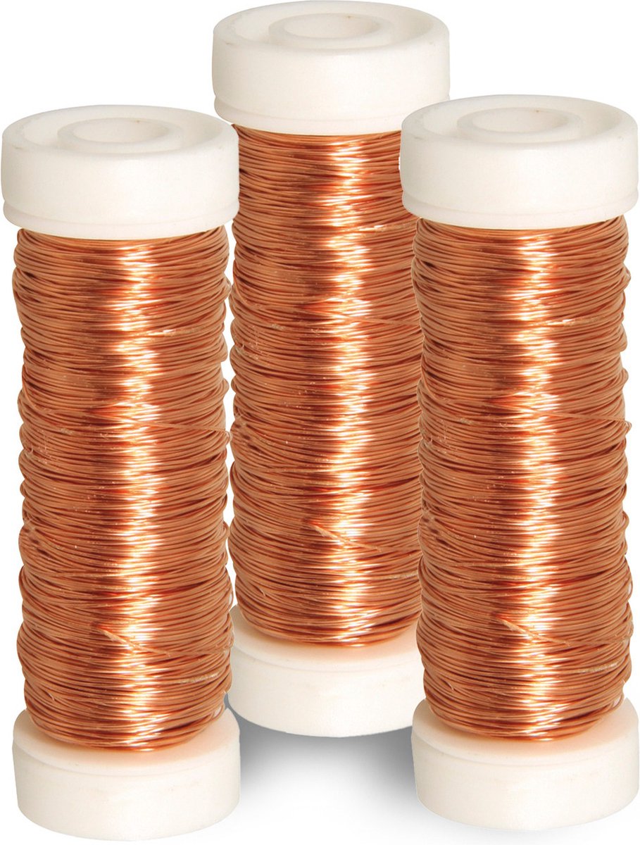 Rayher Sieraden maken draad - 3x - koper - 0.3 mm dik - 50 meter snoer - haakdraad - bindmaterialen - rijgkoord