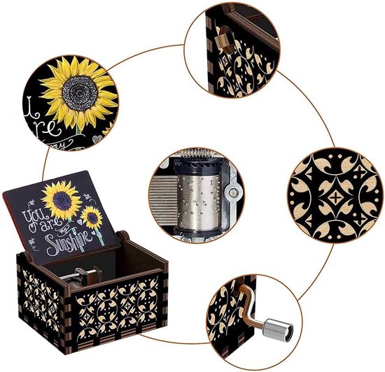 DOWO® Boîte à musique Tu es mon rayon de soleil - Cadeau pour mère, épouse, petite amie