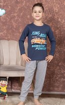 Jongen Pyjama - Pyjamaset - Katoen - Blauw - King of the Road - Monster Power - 4032 - 5-6 jaar