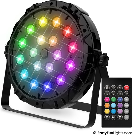 PartyFunLights - 18 LED - PAR - Lampe Disco - avec télécommande