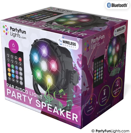 PartyFunLights - 6 LED - PAR - Disco Lamp - Party Speaker - met afstandsbediening van PartyFunLights — afbeelding 4