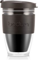 Bodum | Gobelet de voyage avec couvercle / Joycup | Plastique à double paroi | 0,25 L | Torréfaction foncée / transparent