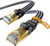 Sounix Internet Cable Cat 8 - Câble Réseau - F/FTP - Câble Réseau Plat RJ45 40Gbps 2000Mhz SFTP - Blindé - 10 mètres
