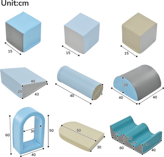 IGLU Soft Play Corner Climber - 5 XL Softplay Blokken Parcours voor Baby en Kind - Foam Speelblokken Montessori Binnenspeelgoed en Glijbaan (pastel autumn