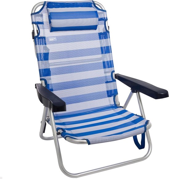 HIGH POINT SPORTS Strandstoel, set van 2, klapstoel voor strand, met koeltas, 4-voudig verstelbaar, opvouwbare strandstoel met rugzak, blauw