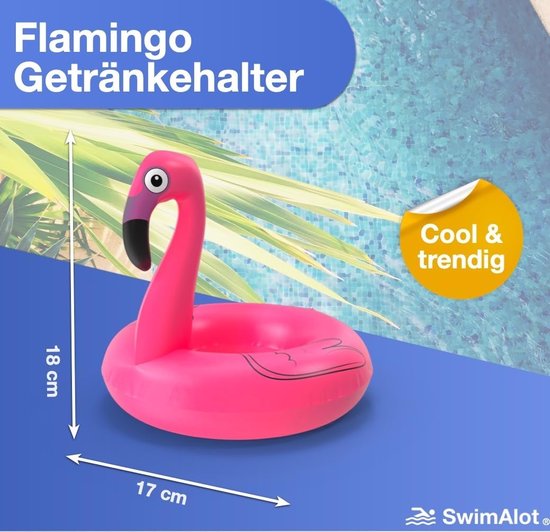 Opblaasbare Flamingo Drankhouder – Drijvende Beker- En Blikhouder Voor Zwembadfeesten – Roze, Lichtgewicht & Waterbestendig