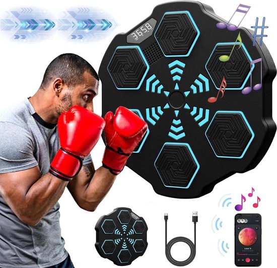 Punching Ball Musical Bluetooth Avec Lumières RGB - Compteur Automatique, 9 Modes, Gants Inclus | Pour Sport Maison Et Fitness