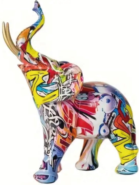 Mauropet - Graffiti éléphant - Street/ Pop Art - Sculpture - Polyrésine - UNIQUE !