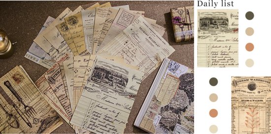 Foto: Journaling papier set vintage account books vintage papers vintage papier set 30 stuks voor o a bulletjournal scrapbooking en kaarten maken