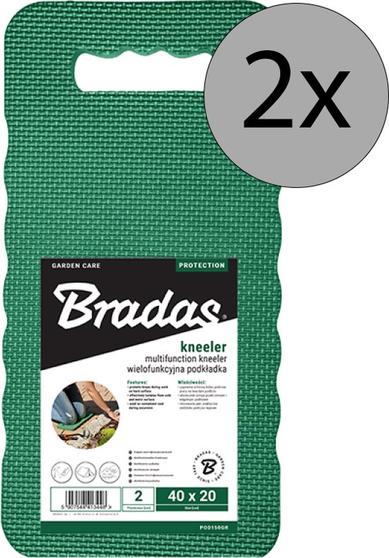 Bradas Multifunctionele Kniemat 2 stuks Groen 40x20x2 cm - Kniekussen Tuin - Kniebeschermers - Tuinieren - Kniesteun - Kniebescherming Klussen - Knielkussen - Cadeau Tuin - Cadeau Man - Cadeau Vrouw - Cadeau voor Man