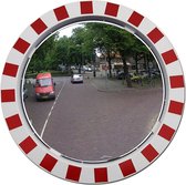 Miroir de circulation rond incassable 90 cm | Rétroviseur de circulation - Rétroviseur de sécurité - Rétroviseur extérieur | rouge blanc | Y compris le matériel de montage - visibilité de 25 mètres