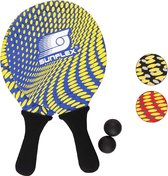 Neopreen Beachball Set Splash met twee rackets en twee ballen in blauw, zacht en licht, extreem robuust en waterdicht