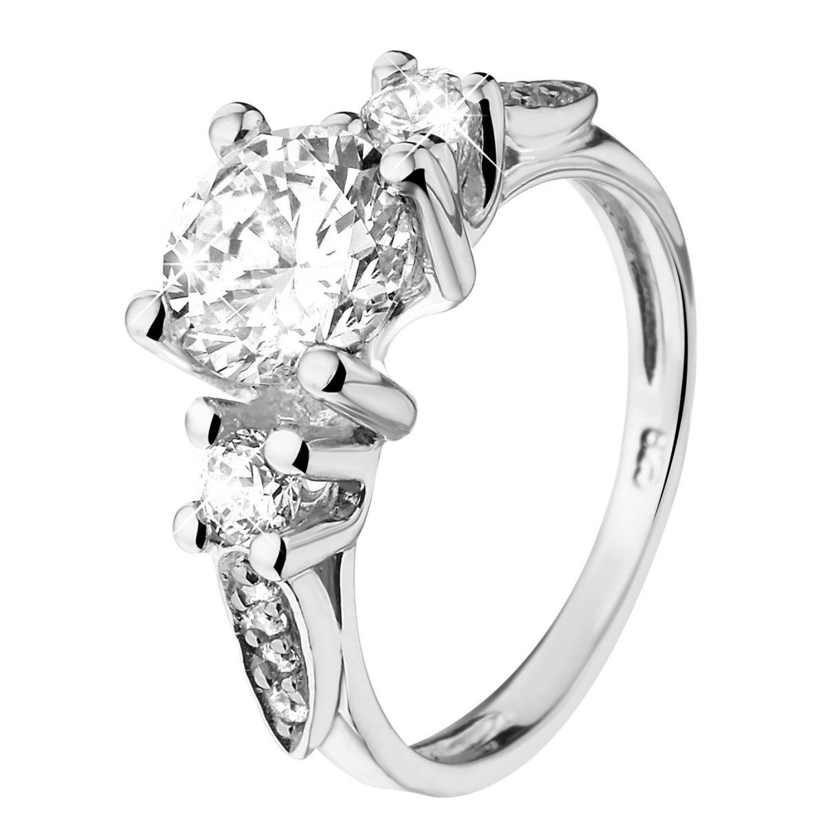 Lucardi - Dames Ring met zirkonia - Ring - Cadeau - Echt Zilver - Zilverkleurig