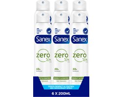 Sanex Zero% Respect & Control Deodorant Spray 6 x 200ml