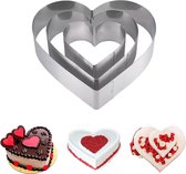 Bakframe hart, 3-delige hartvormige bakvorm, hartvormige taartring, cakevorm, roestvrij staal, biscuithart, vorm, taartring voor taartdecoratie, koekjes, taartaccessoires, gelaagde cake,