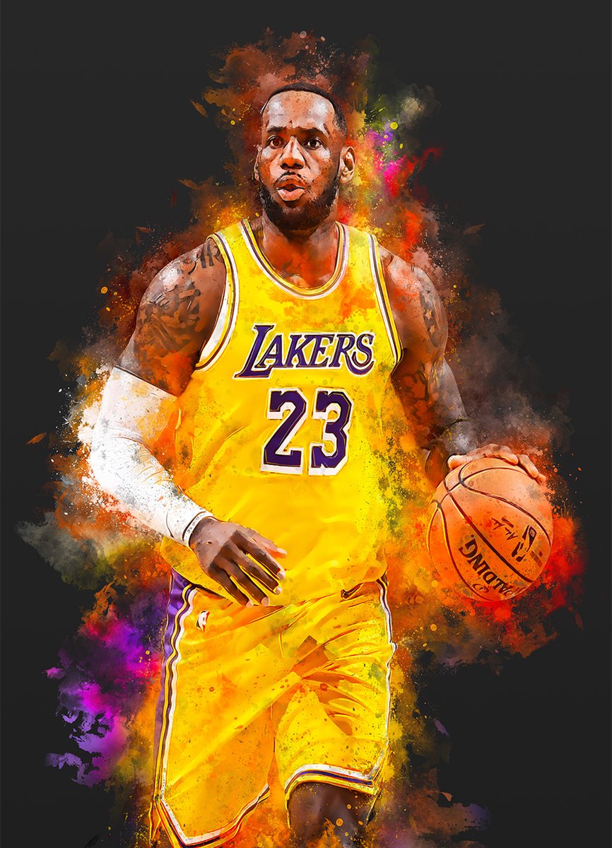 Wallofprints - Lebron A3 Semi-Glossy poster - 29.7x42 cm - Sport poster - Basketbal poster - Unieke poster van Lebron James in LA Lakers tenue