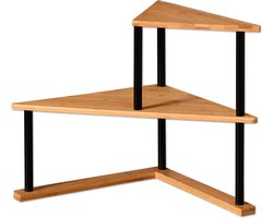 Kesper Keuken aanrecht hoek etagiere - 2 niveaus - bamboe - rekje/organizer - 52 x 30 x 39 cm - lichtbruin