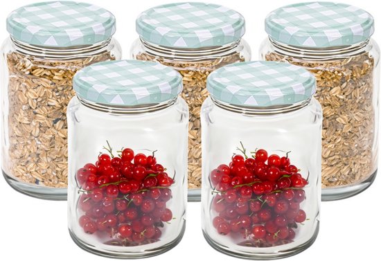 Hega Hogar Weckpot/voorraadpot Classico - 5x - 500 ml - kunststof - groen - D7 x H11 cm