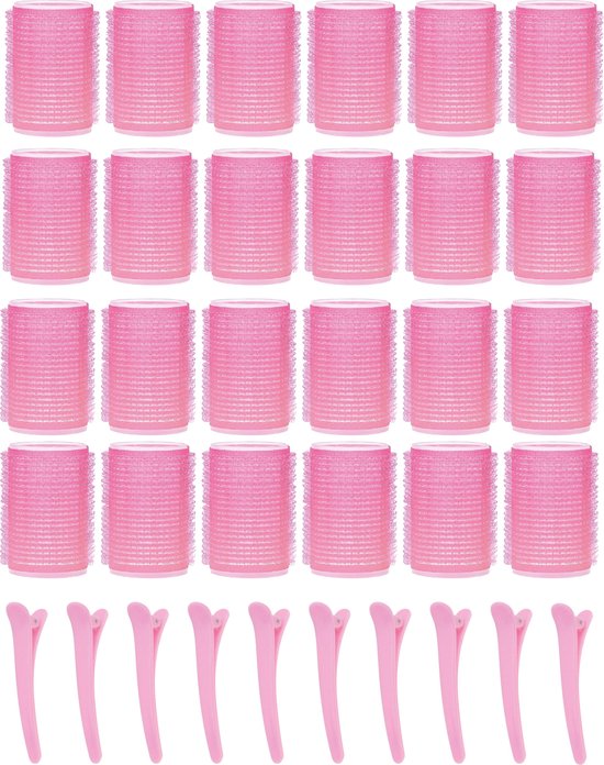 Foto: Haarkrulspelden 24 stuks incl 40 haarklemmen krulspelden heatless curls kleefrollers haarrollers rollers hair curler krullen zonder hitte haar krullers zonder hitte haarrollers groot haar rollers zelfklevend