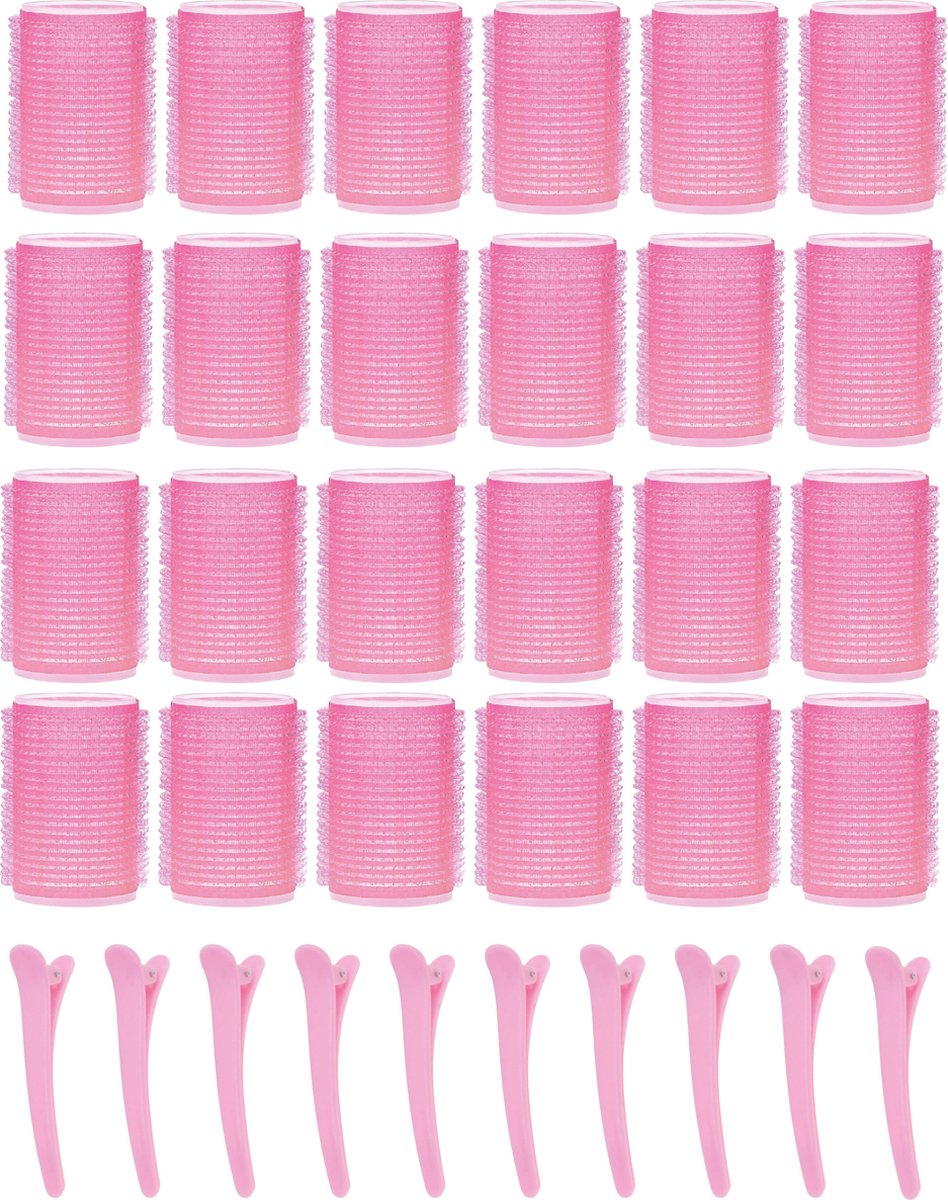 Haarkrulspelden 24 stuks - Incl. 40 haarklemmen - Krulspelden - Heatless Curls - Kleefrollers - Haarrollers - Rollers Hair curler - Krullen zonder hitte - Haar krullers zonder hitte - Haarrollers groot - Haar rollers zelfklevend