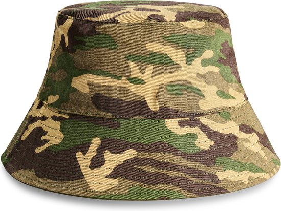 Lacuna | Omkeerbare Bucket Hat in Legergroen en Camouflage