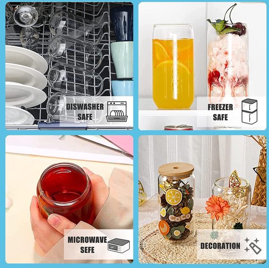 4 drinkglazen met rietje en accessoires kopen