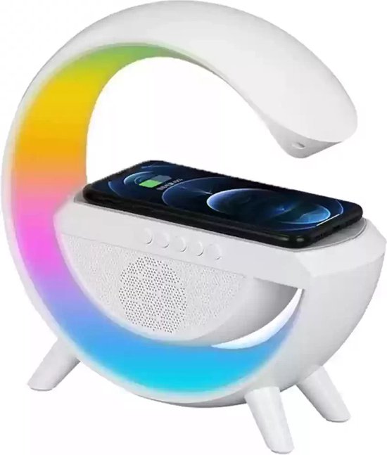 Bluetooth speaker met Draadloze telefoon lader - Wireless charger - Nacht lamp - Sfeerlamp van Time2Play — afbeelding 2